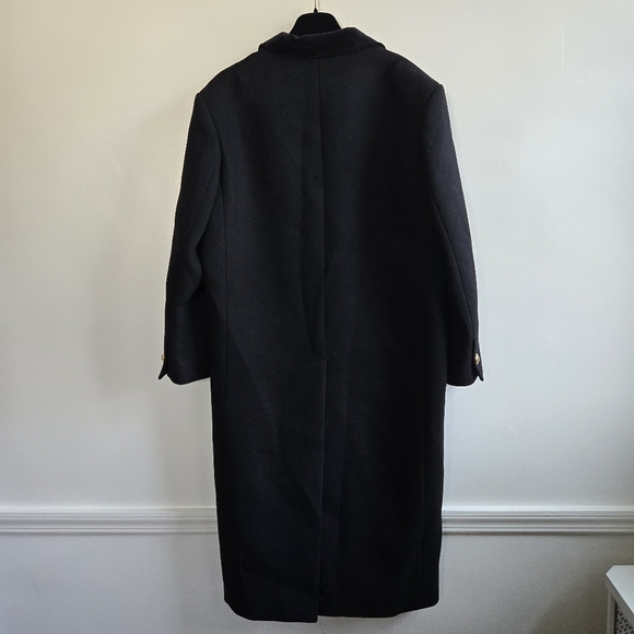 New Sandro "OFFY" Double Breasted Black Long Coat 4 US/36 FR NWT - Picture 11 of 13